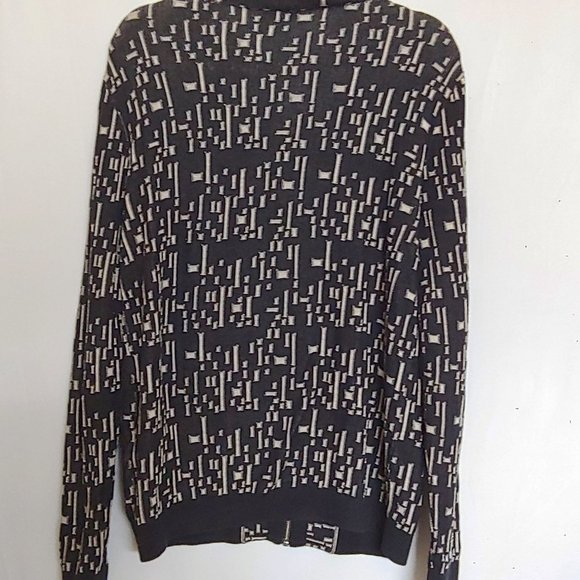 Reiss geometric design black and white full zup sweater top Size M - Picture 5 of 7